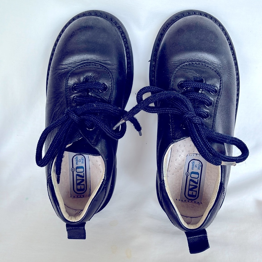 VINTAGE 2002 Enzo Vera Pelle ( Real Leather) Boys Dress Shoes # 27 Made In Italy
